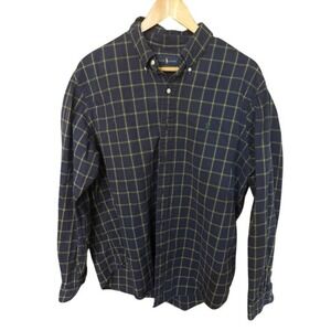 Polo Ralph Lauren Men Navy Yellow Plaid Button Down Shirt Classic Fit